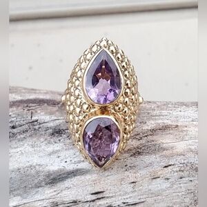 Designer Signed NICKY BUTLER Bronze Amethyst Huge Ladies NB Ring Size 5.5 💜